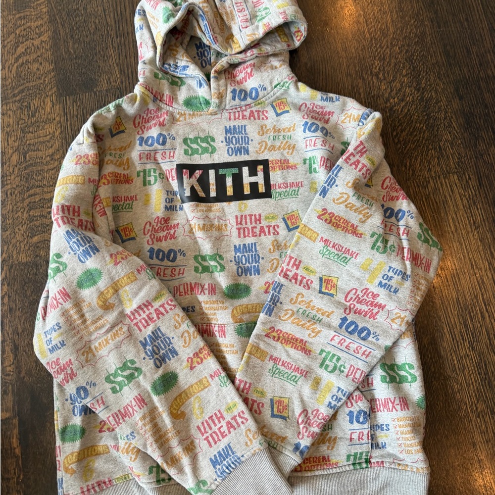 KITH Kids Multicolor Logo Pullover Hoodie on Cream